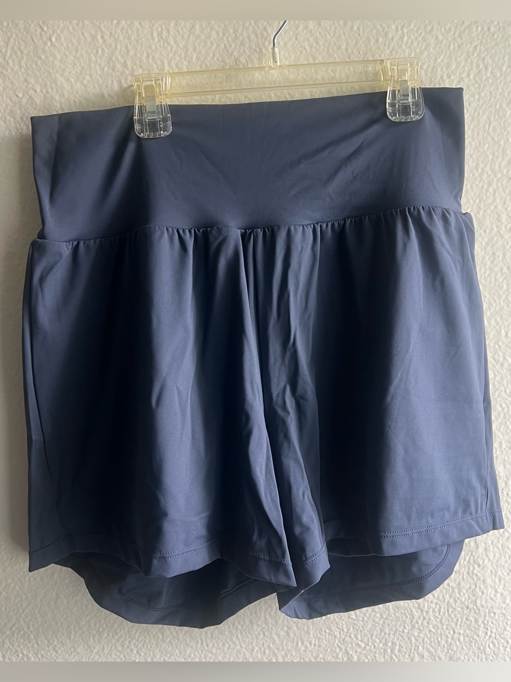 Halara High Waisted 2-in-1 Flowy Athletic Shorts Blue XL Long Pockets